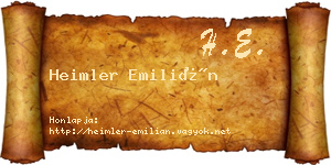 Heimler Emilián névjegykártya